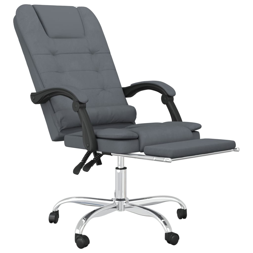 Reclining massage office chair, dark grey, velvet