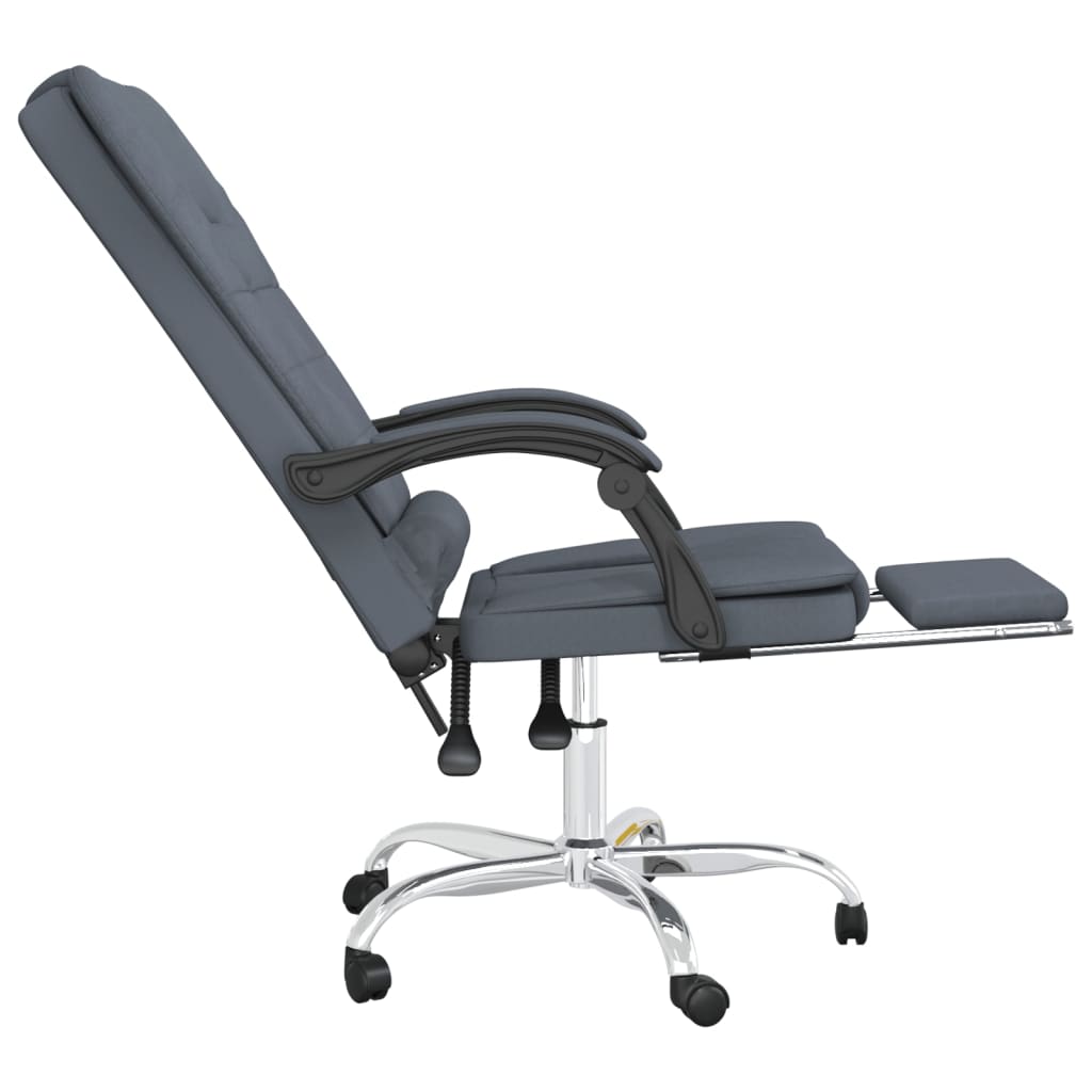 Reclining massage office chair, dark grey, velvet