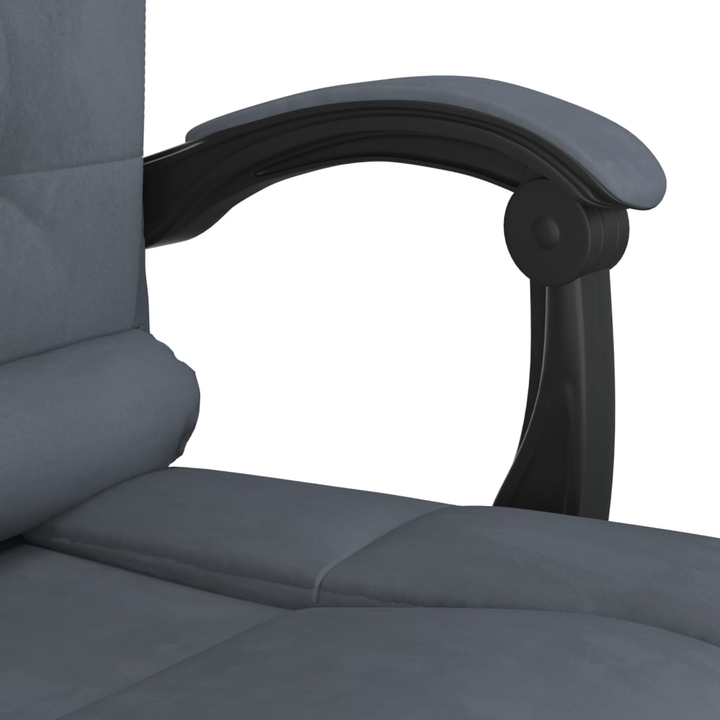 Reclining massage office chair, dark grey, velvet