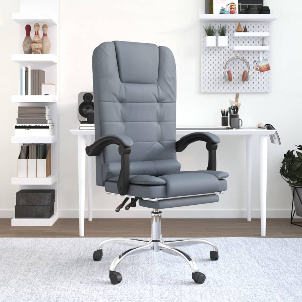Reclining massage office chair, dark grey, velvet