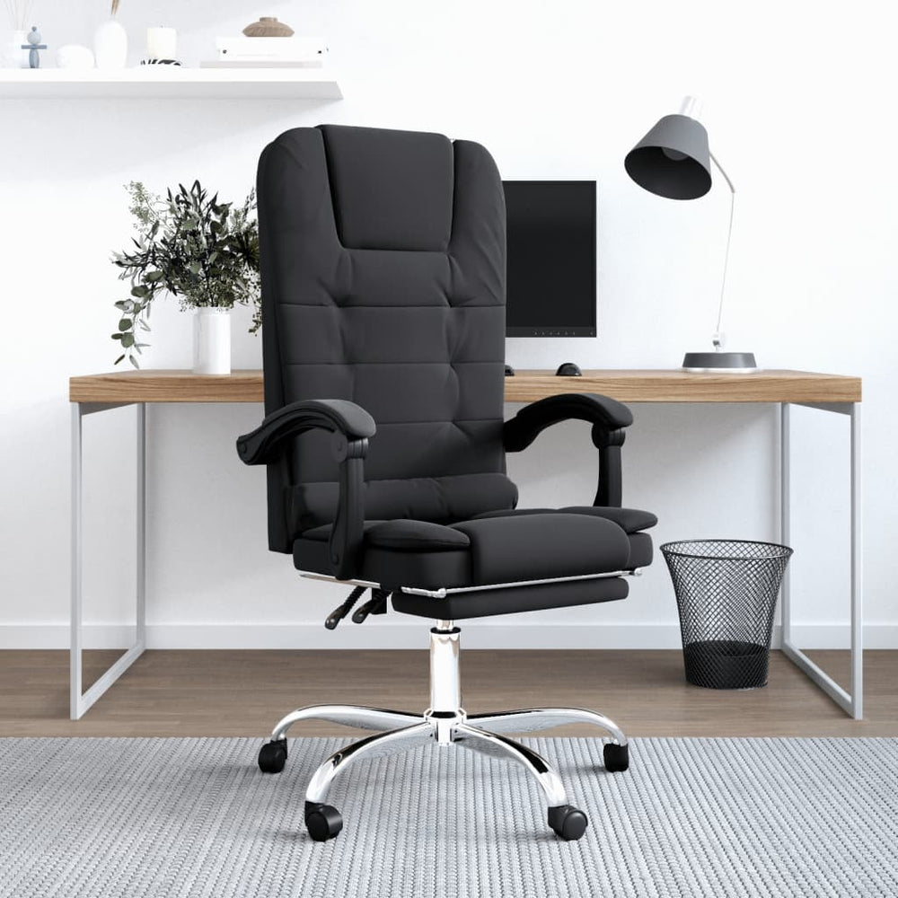 Reclining massage office chair, black, artificial leather