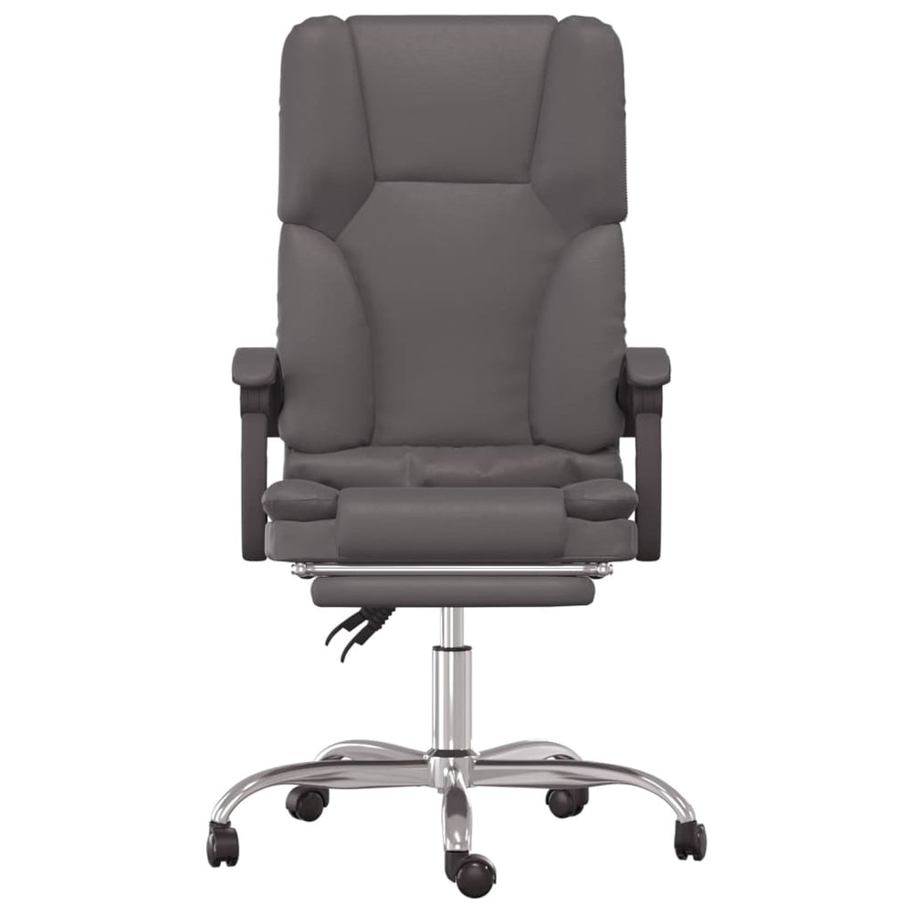 Reclining Massage Office Chair, Grey, Artificial Leather