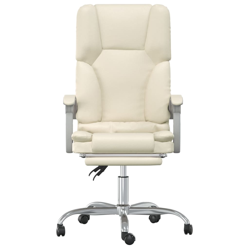 Reclining Massage Office Chair, Cream, Artificial Leather
