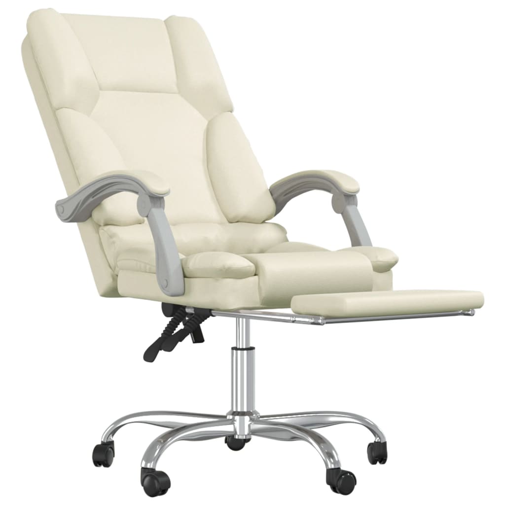 Reclining Massage Office Chair, Cream, Artificial Leather