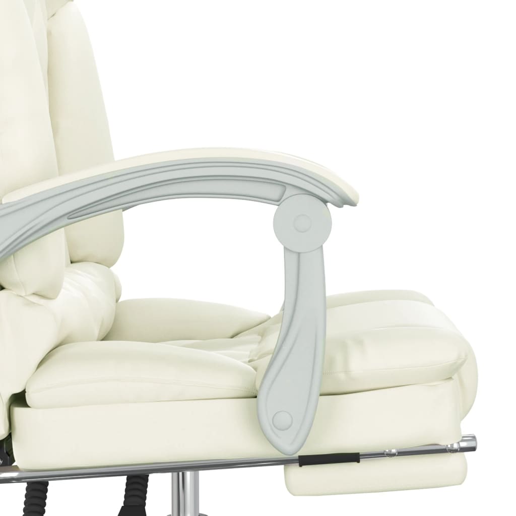 Reclining Massage Office Chair, Cream, Artificial Leather