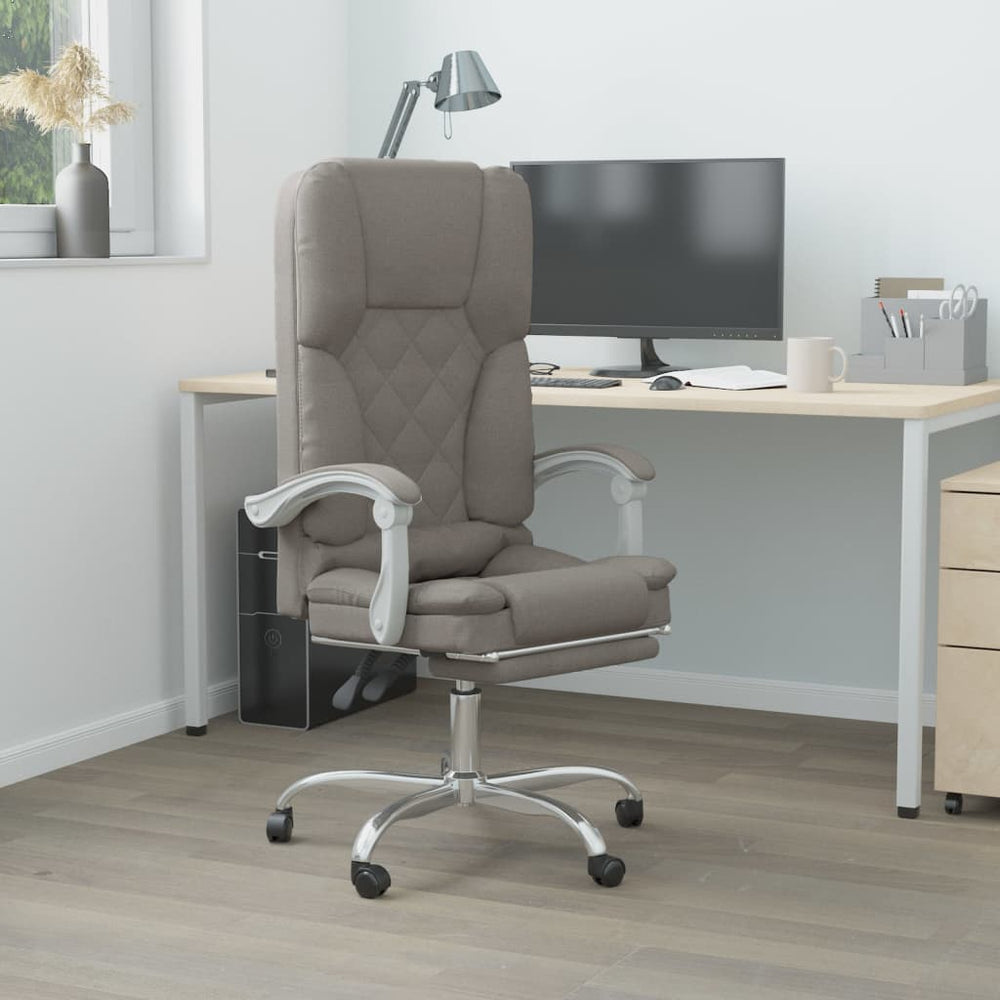 Reclining massage office chair, taupe, fabric