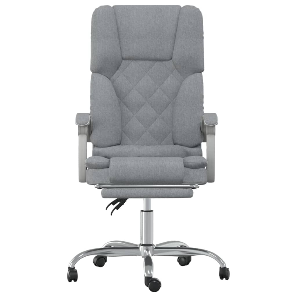 Reclining massage office chair, light grey, fabric