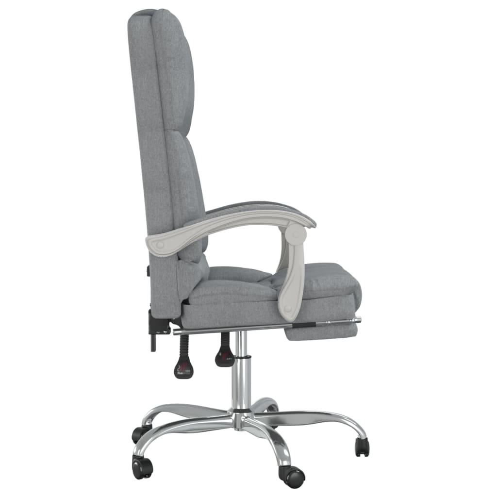 Reclining massage office chair, light grey, fabric