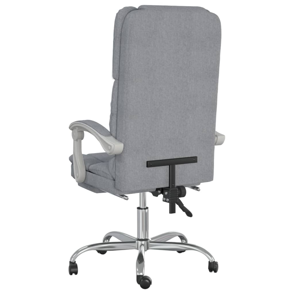 Reclining massage office chair, light grey, fabric