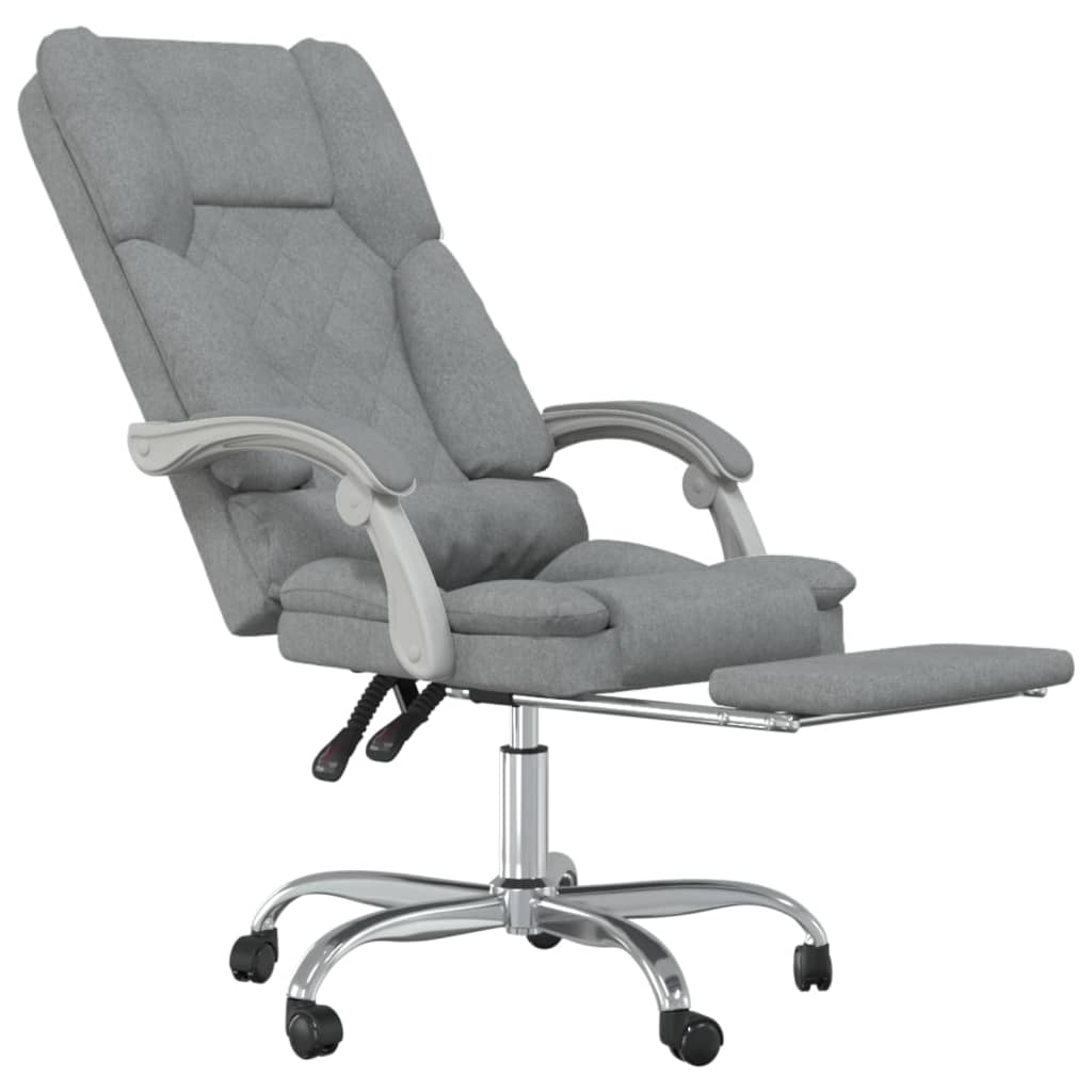 Reclining massage office chair, light grey, fabric