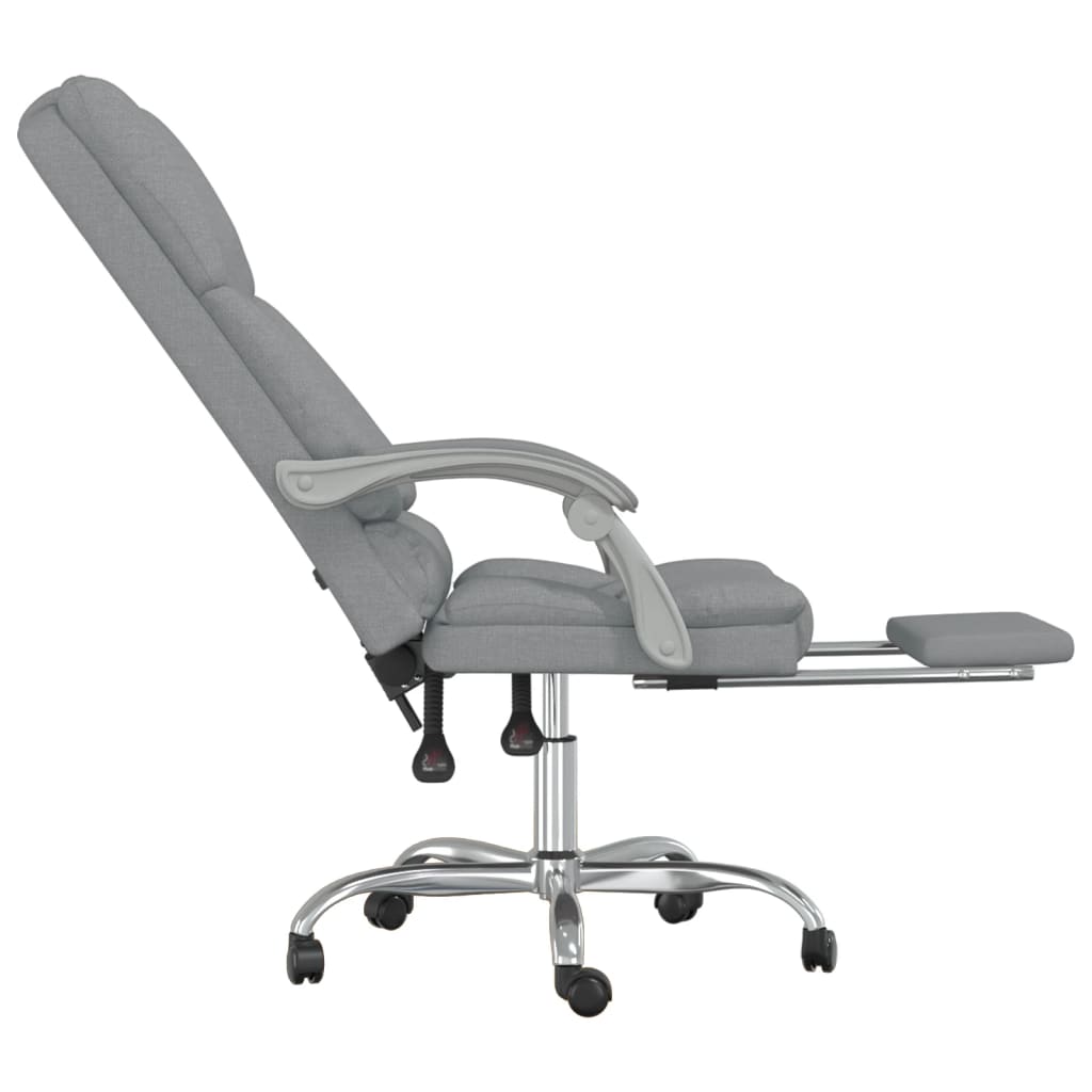 Reclining massage office chair, light grey, fabric