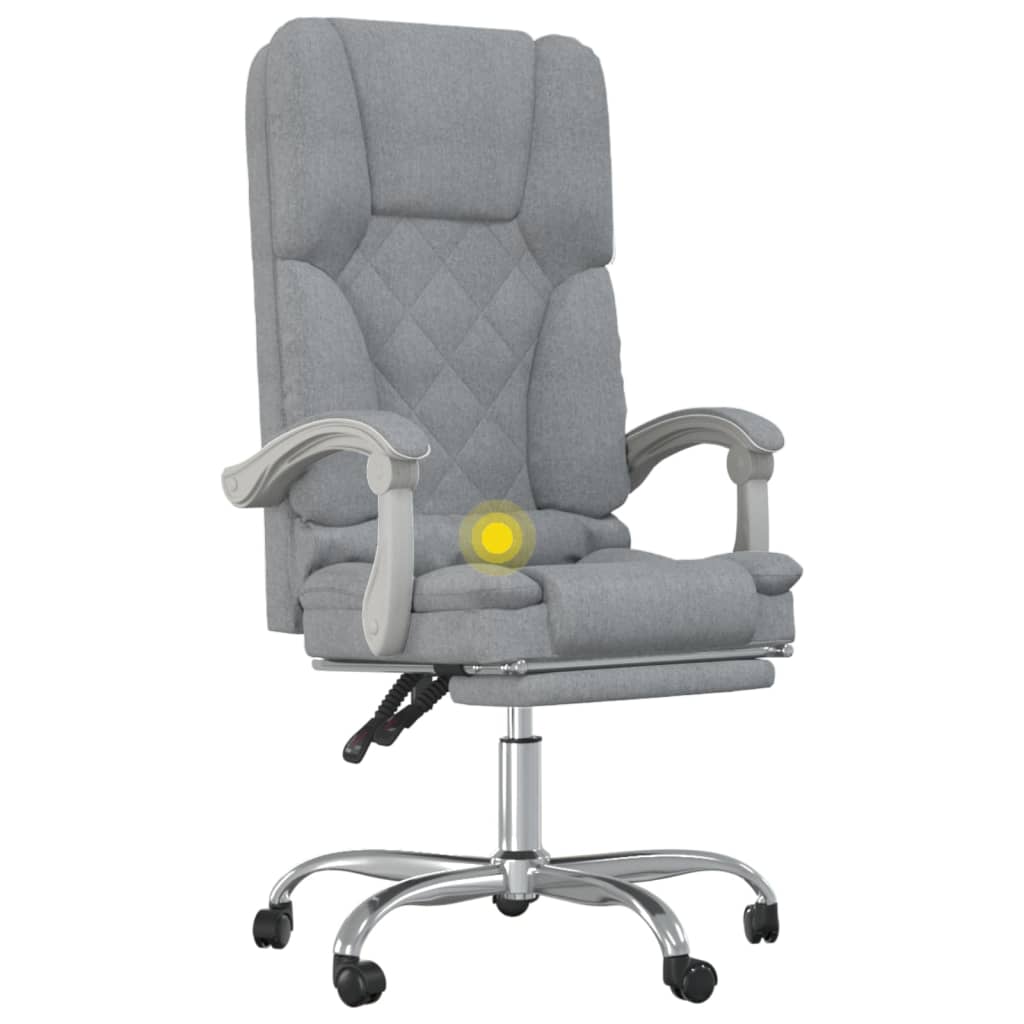 Reclining massage office chair, light grey, fabric