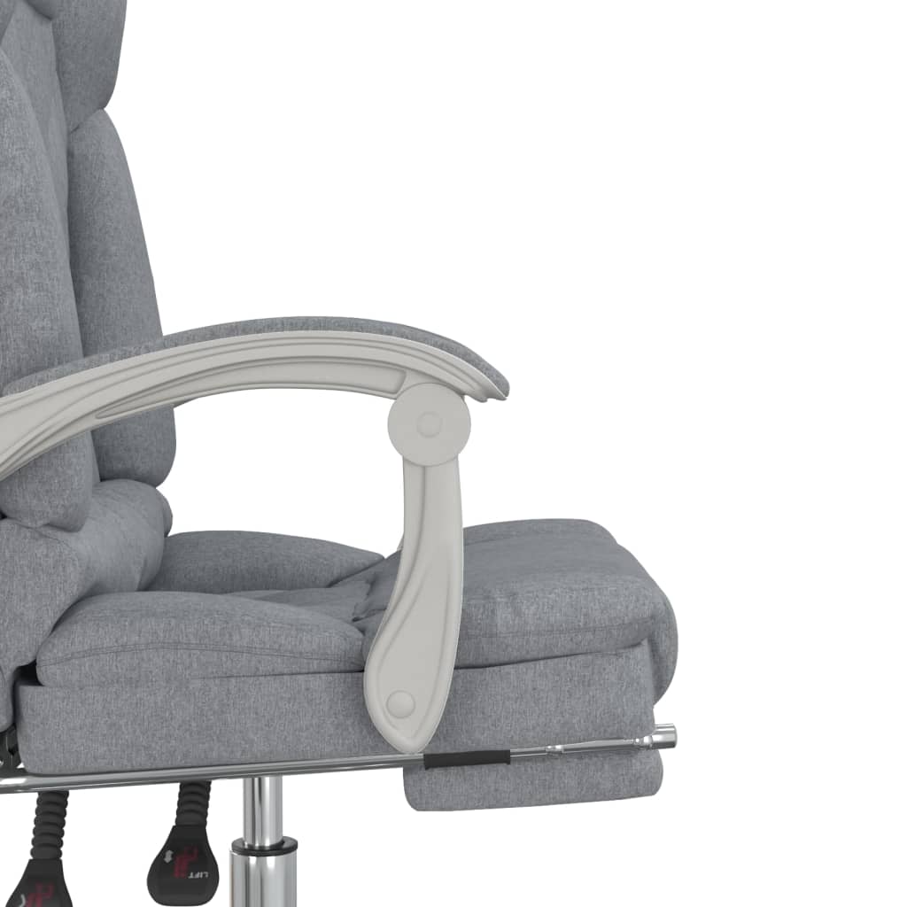 Reclining massage office chair, light grey, fabric