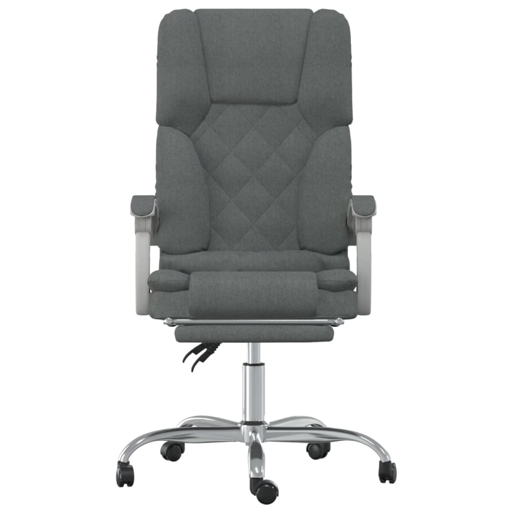 Reclining massage office chair, dark grey, fabric