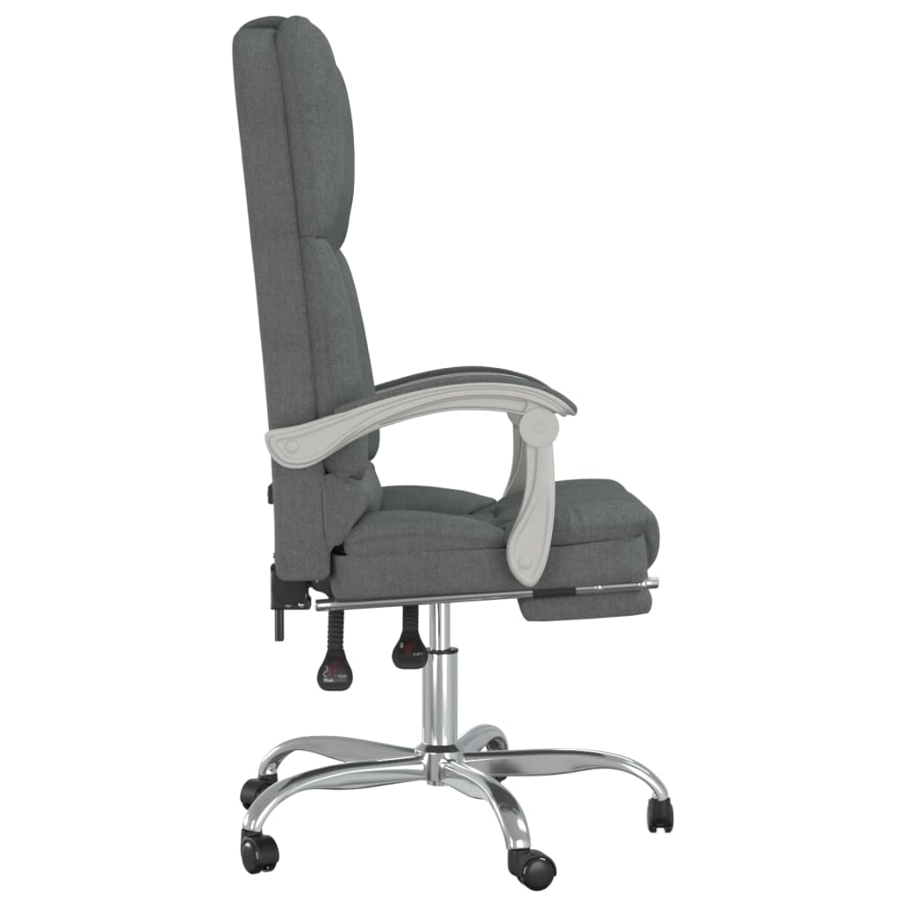 Reclining massage office chair, dark grey, fabric
