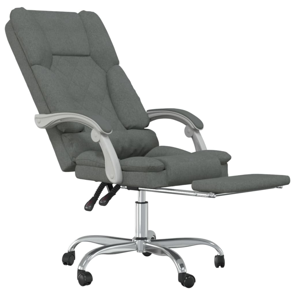 Reclining massage office chair, dark grey, fabric