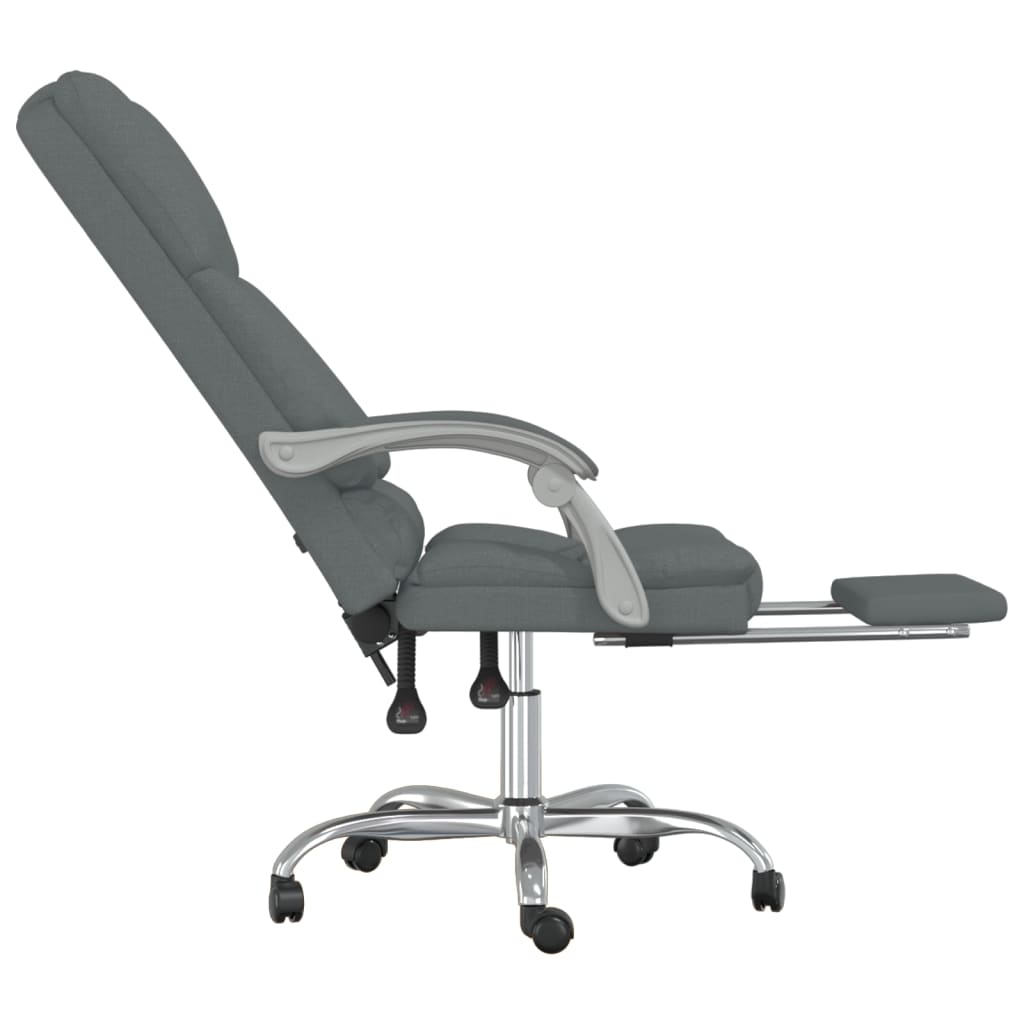 Reclining massage office chair, dark grey, fabric