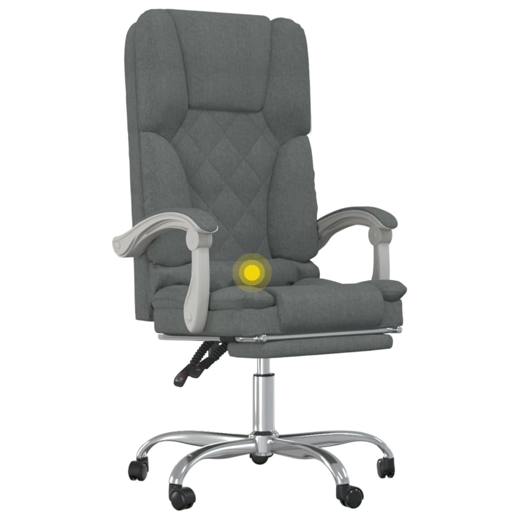 Reclining massage office chair, dark grey, fabric
