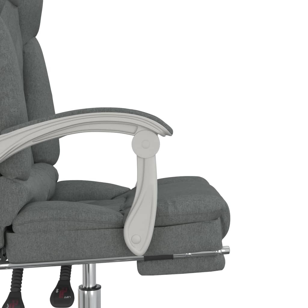 Reclining massage office chair, dark grey, fabric