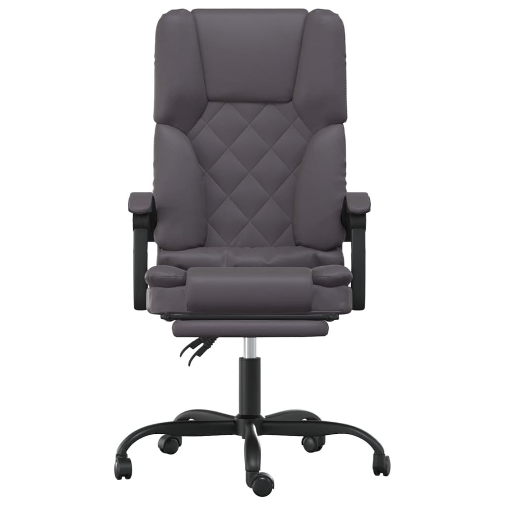 Reclining Massage Office Chair, Grey, Artificial Leather