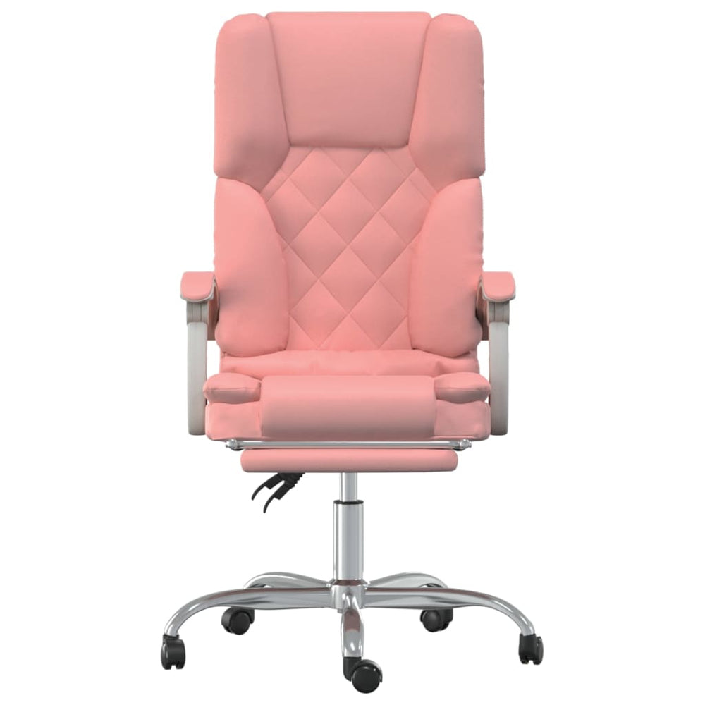 Reclining massage office chair, pink, faux leather