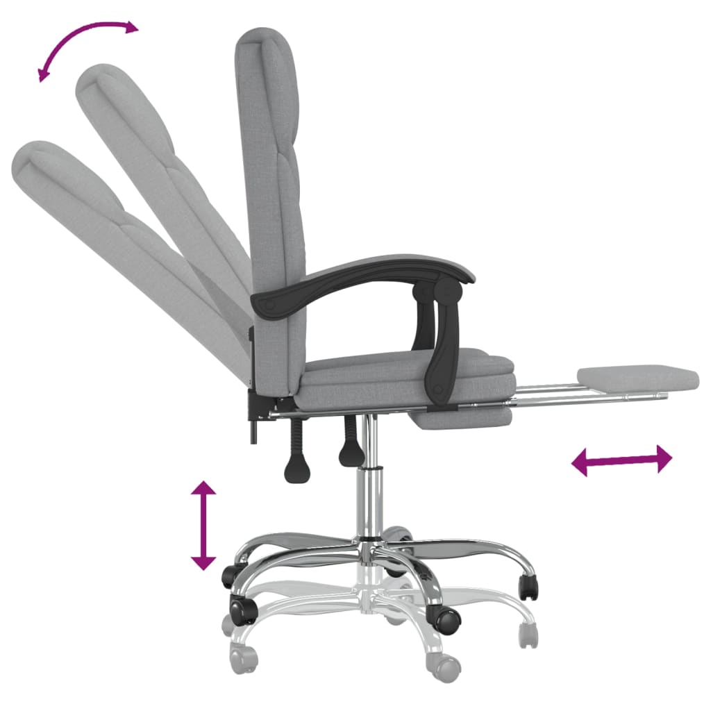 Reclining office chair, light gray, fabric