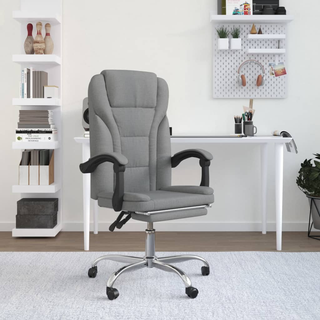 Reclining office chair, light gray, fabric