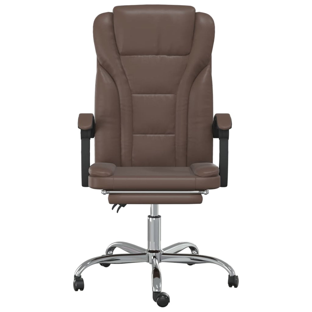 Reclining office chair, brown, artificial leather