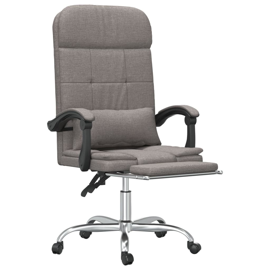 Reclining massage office chair, taupe, fabric
