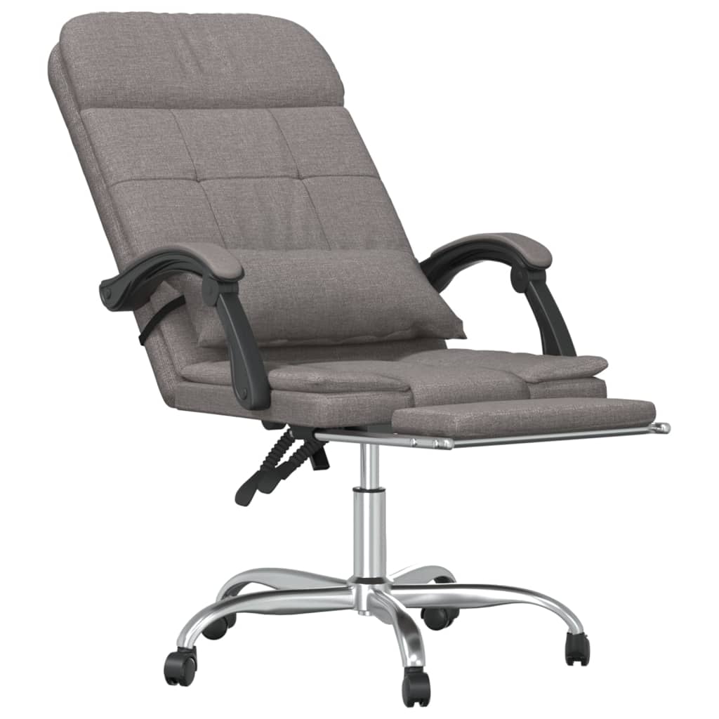 Reclining massage office chair, taupe, fabric