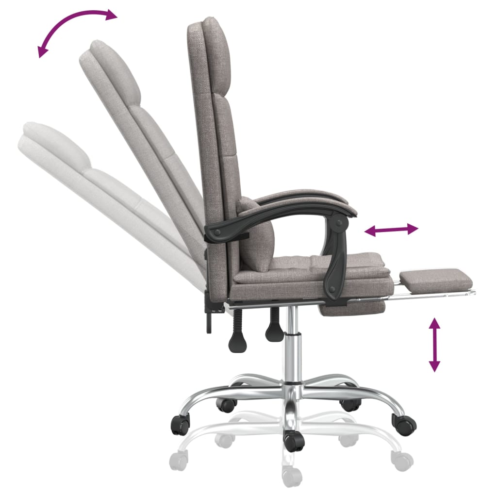 Reclining massage office chair, taupe, fabric