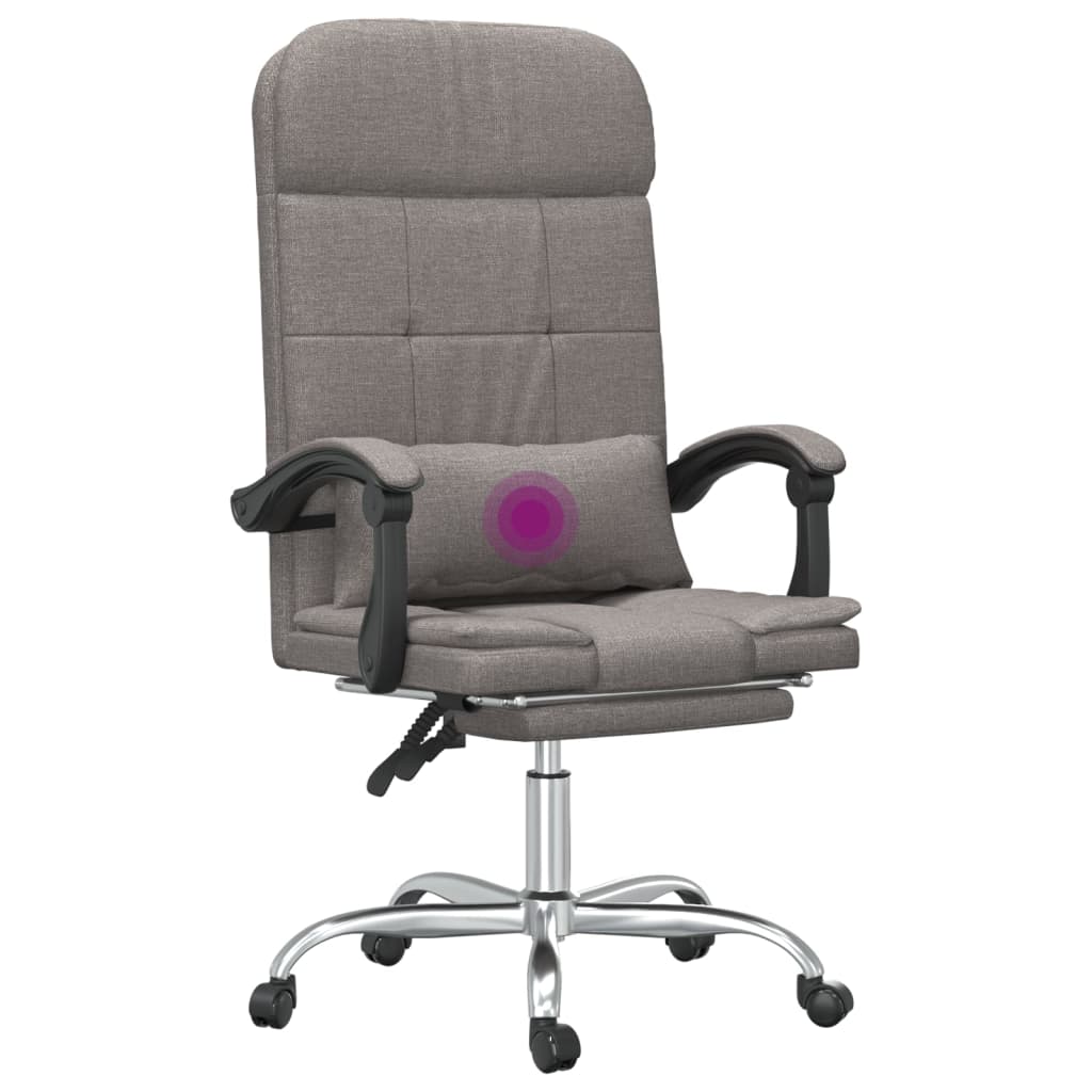 Reclining massage office chair, taupe, fabric