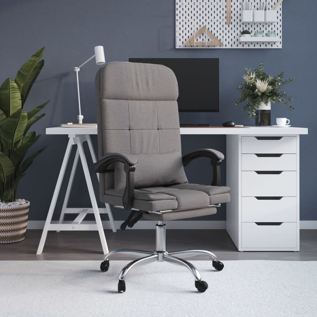 Reclining massage office chair, taupe, fabric