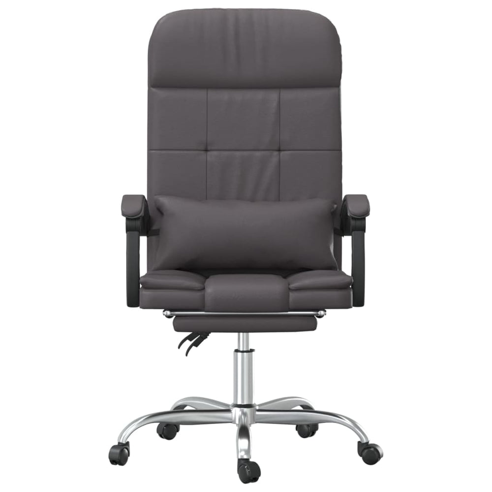 Reclining Massage Office Chair, Grey, Artificial Leather