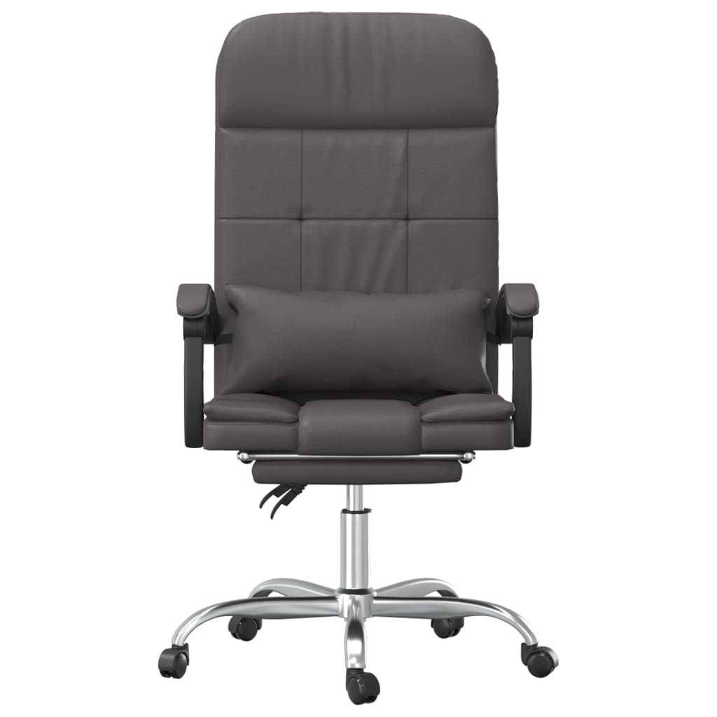 Reclining Massage Office Chair, Grey, Artificial Leather