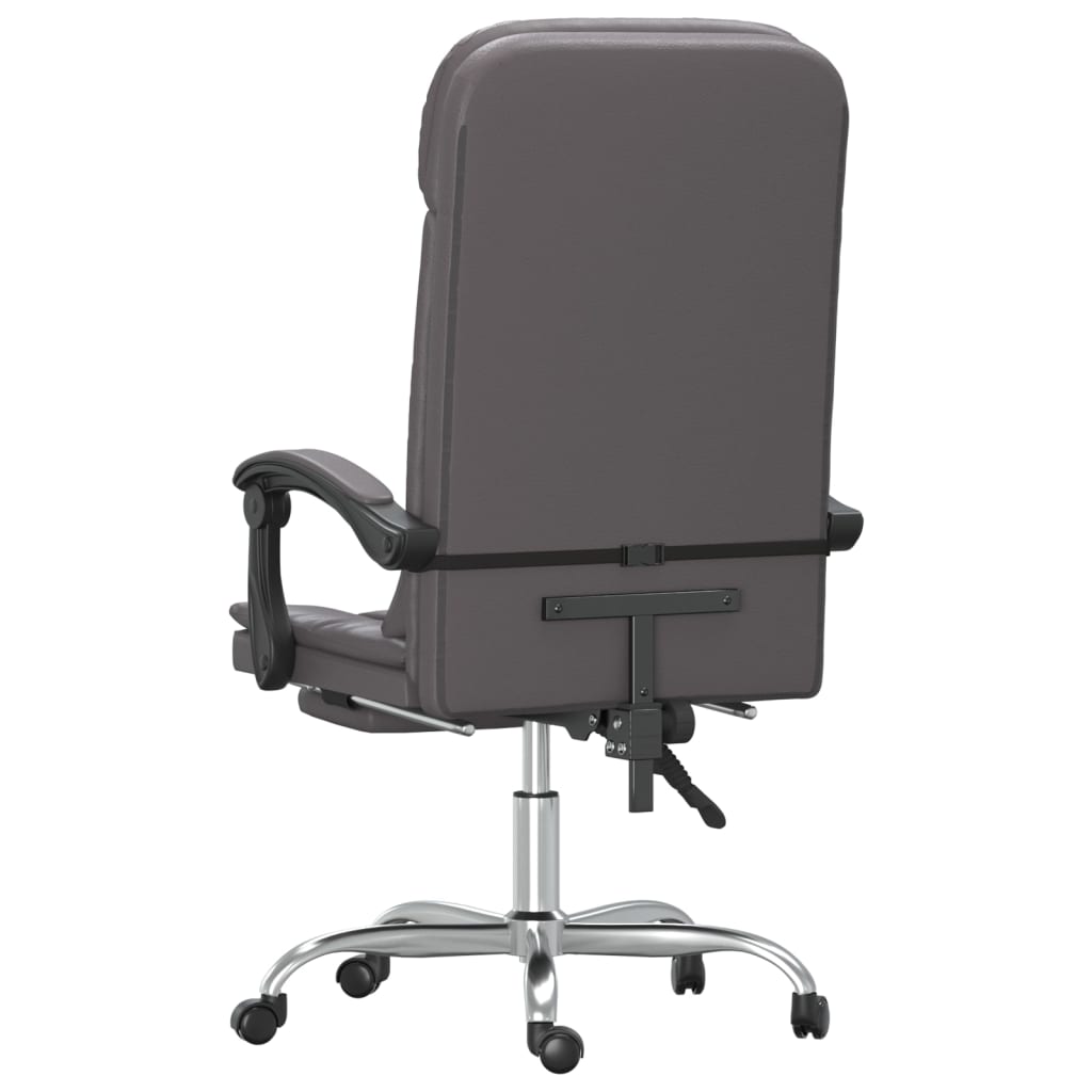 Reclining Massage Office Chair, Grey, Artificial Leather