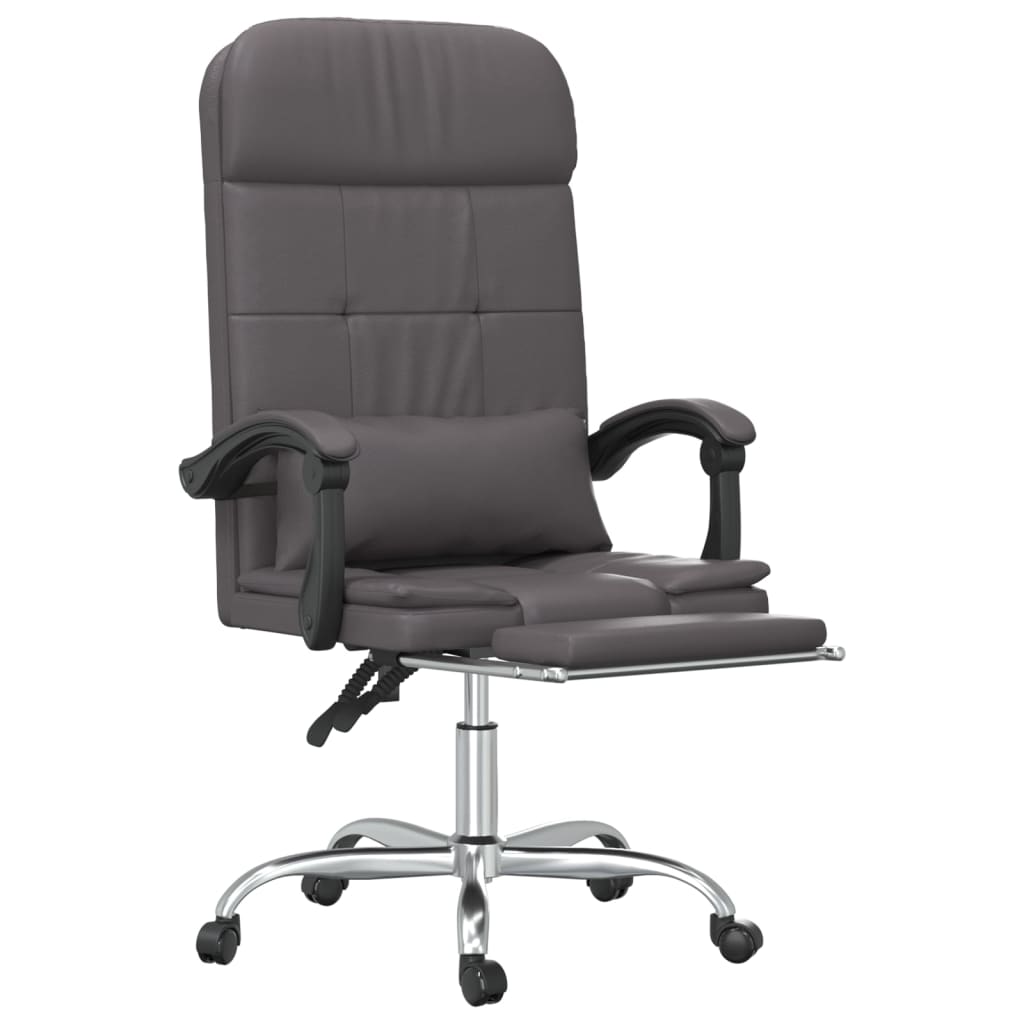 Reclining Massage Office Chair, Grey, Artificial Leather