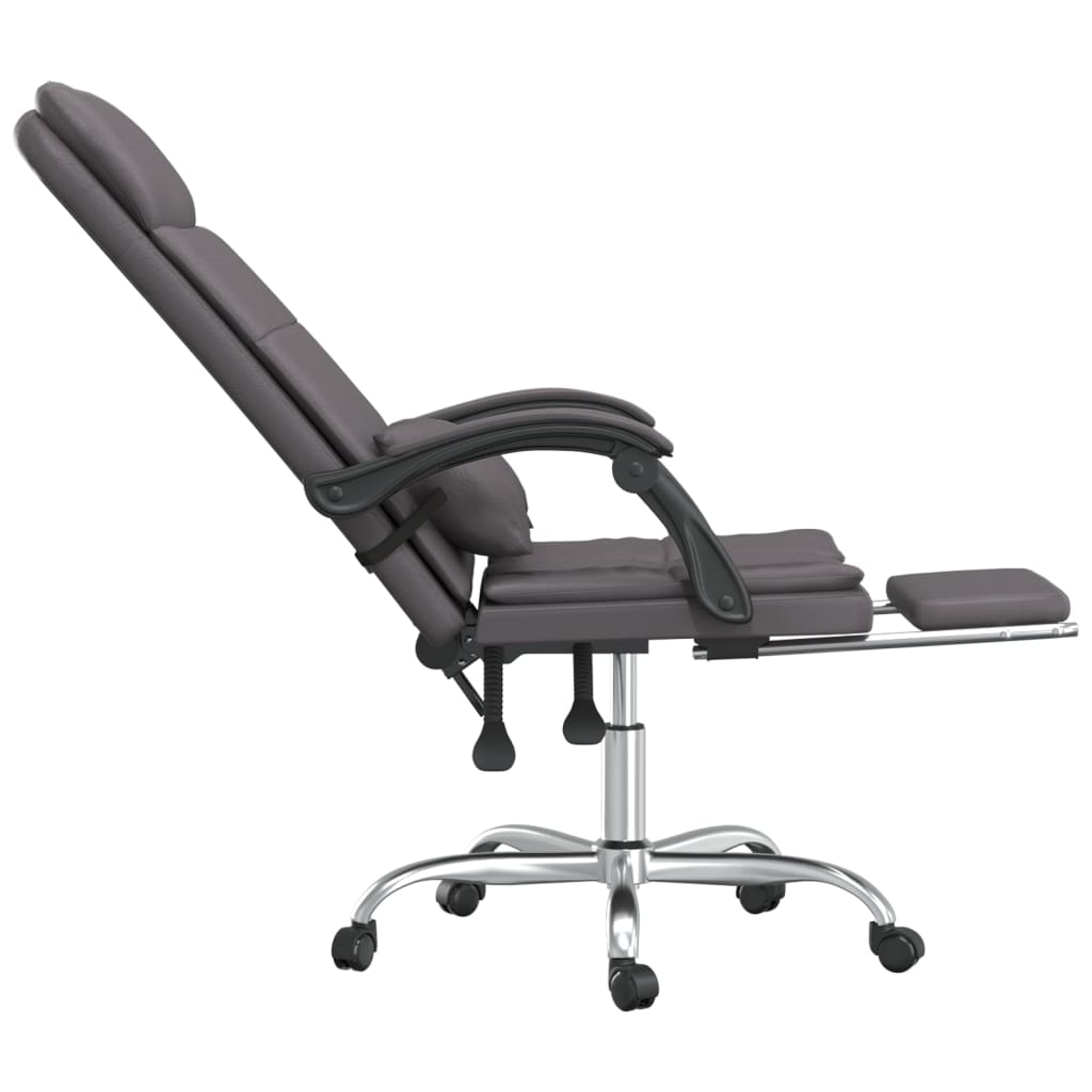 Reclining Massage Office Chair, Grey, Artificial Leather
