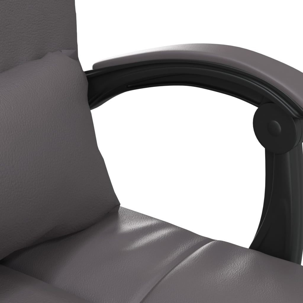 Reclining Massage Office Chair, Grey, Artificial Leather