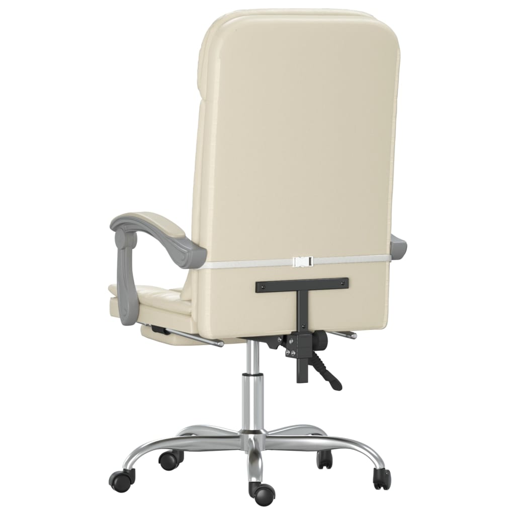 Reclining Massage Office Chair, Cream, Artificial Leather