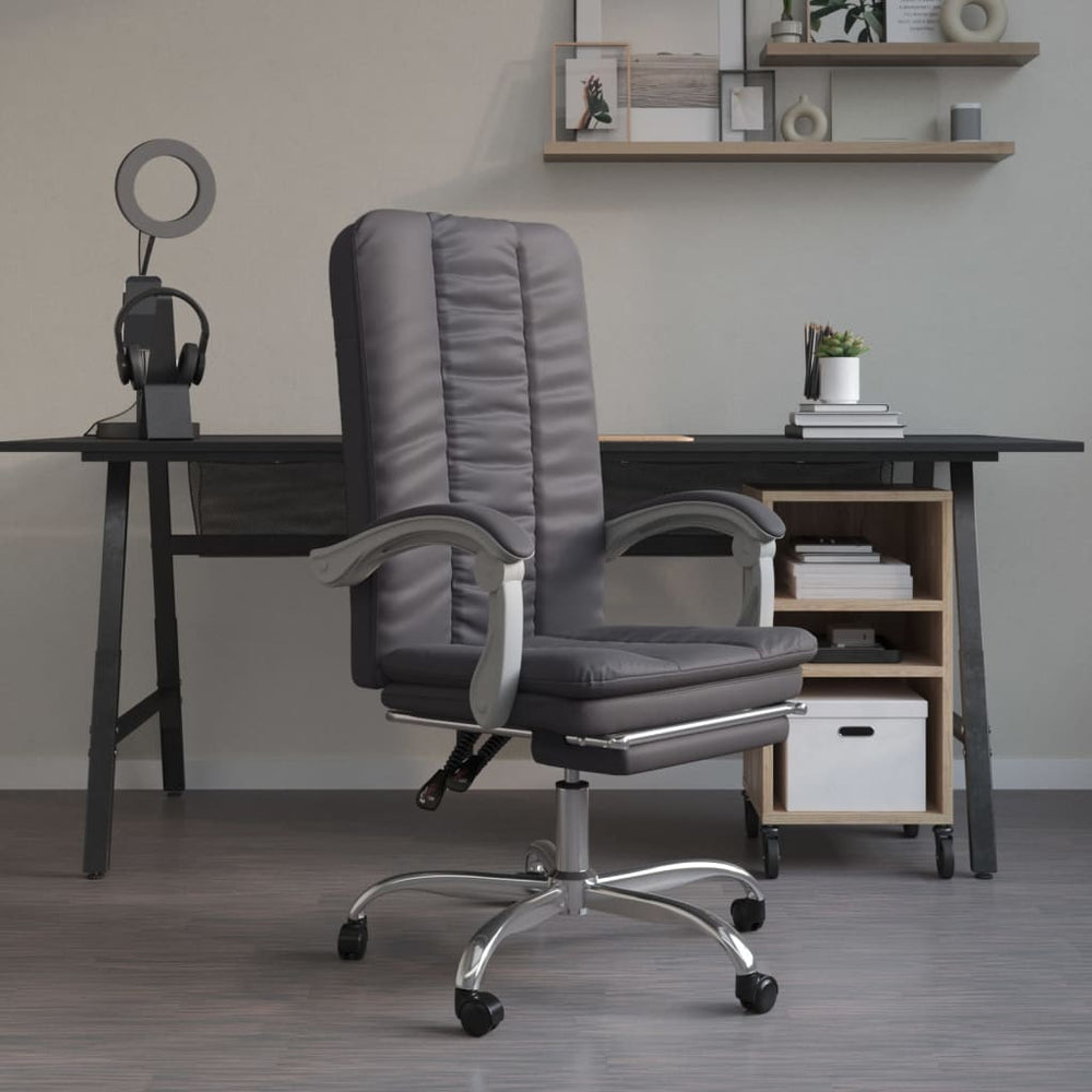 Reclining office chair, gray, faux leather