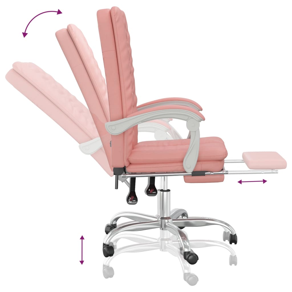 Reclining office chair, pink, artificial leather