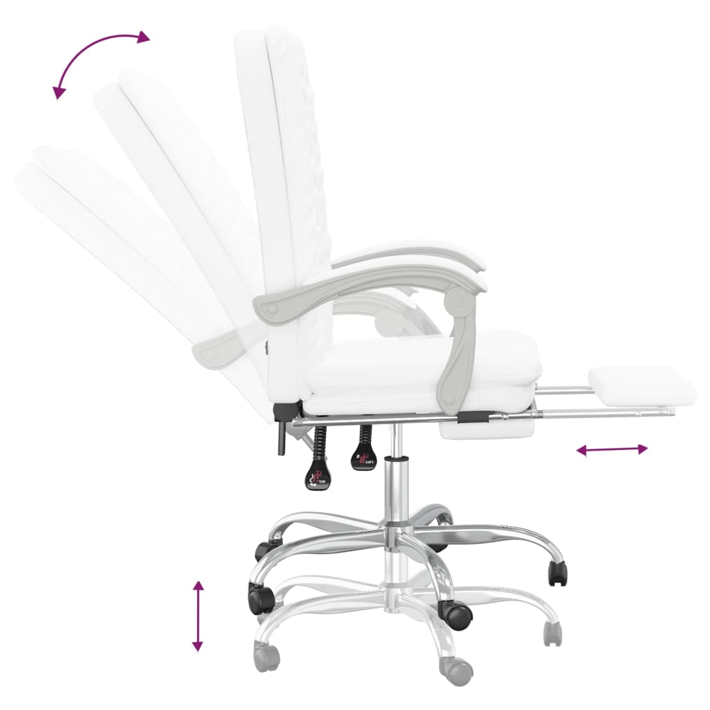 Reclining office chair, white, artificial leather