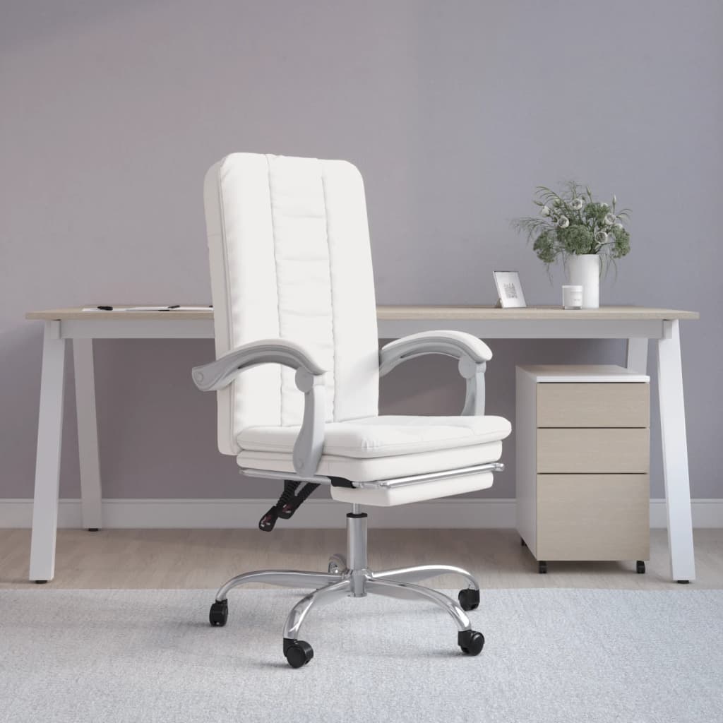 Reclining office chair, white, artificial leather