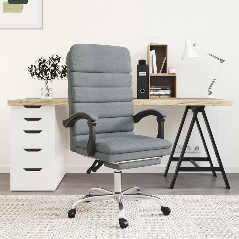 Reclining massage office chair, light grey, fabric