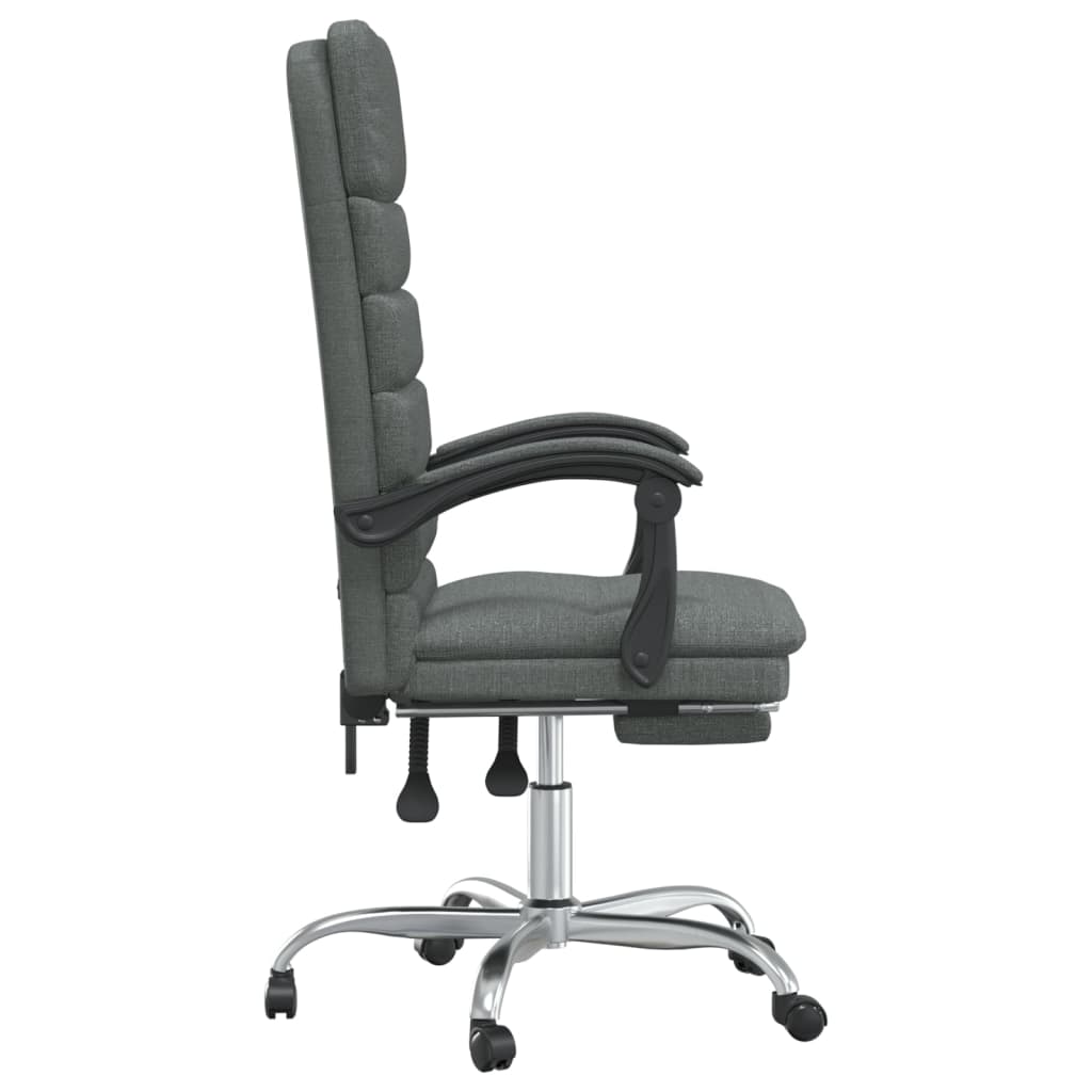 Reclining massage office chair, dark grey, fabric