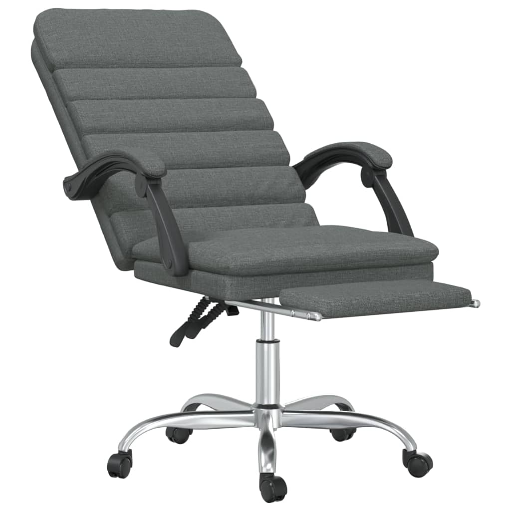 Reclining massage office chair, dark grey, fabric