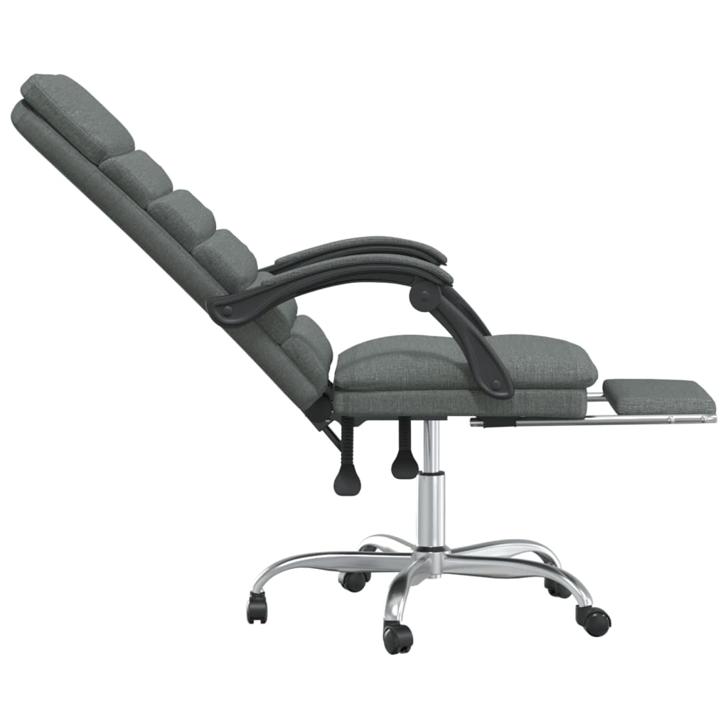 Reclining massage office chair, dark grey, fabric
