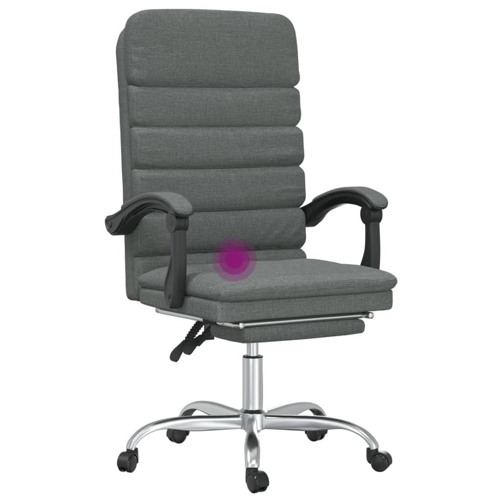 Reclining massage office chair, dark grey, fabric