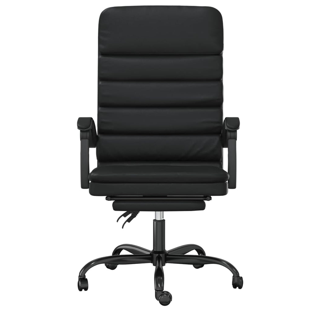 Reclining massage office chair, black, artificial leather